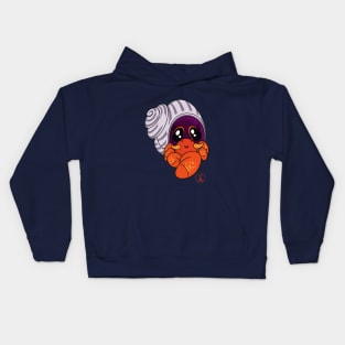 Comic hermit crab in kawaii style Kids Hoodie